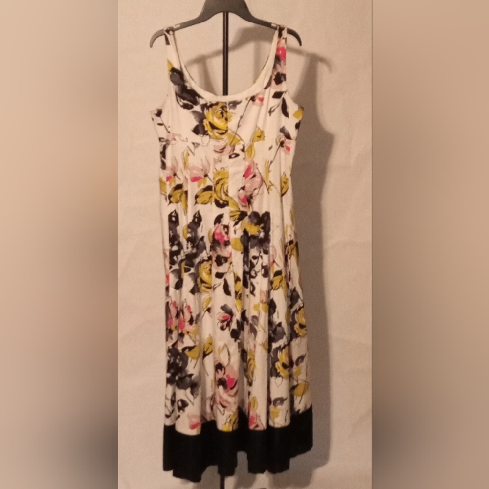 Floral Print Sleeveless Dress - White, Yellow, Pink